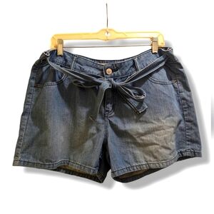 Gap Tie Belt Denim Medium Blue Jean Shorts High Rise Retro- 14